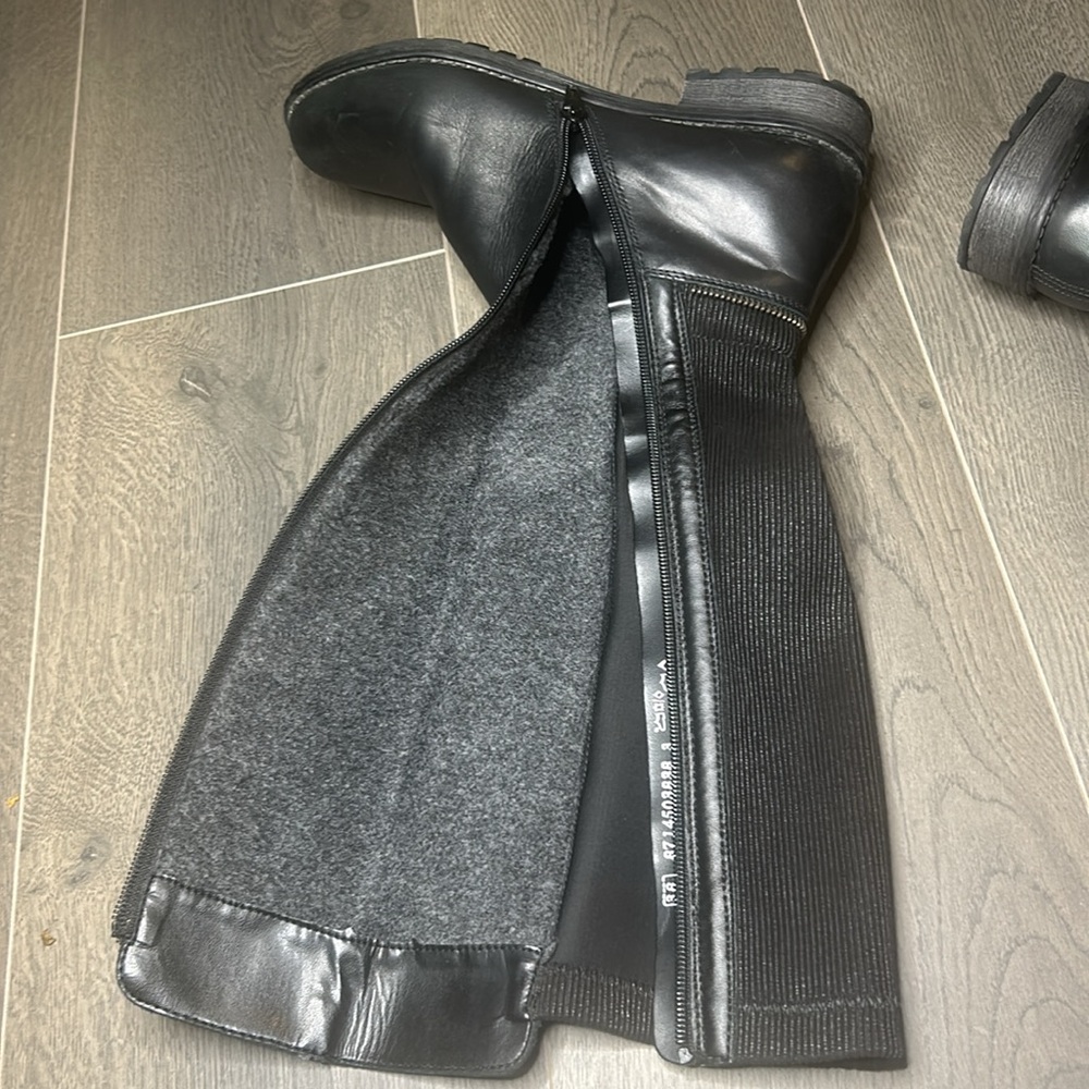 Remonte Black Leather & Stretch Tall Riding Boots EU 38 Classic Equine Style - Picture 6 of 17